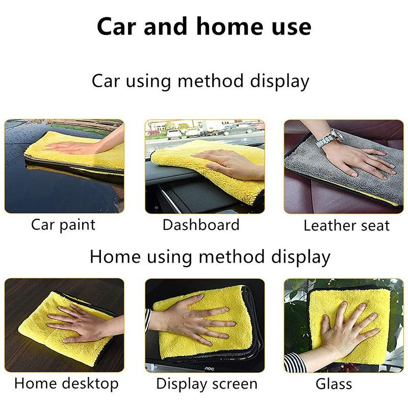 Изображение товара: 4 пакета Премиум Ультра толстое плюшевое полотенце из микрофибры, профессиональная двухслойная супер плотная салфетка из микрофибры для мытья автомобиля