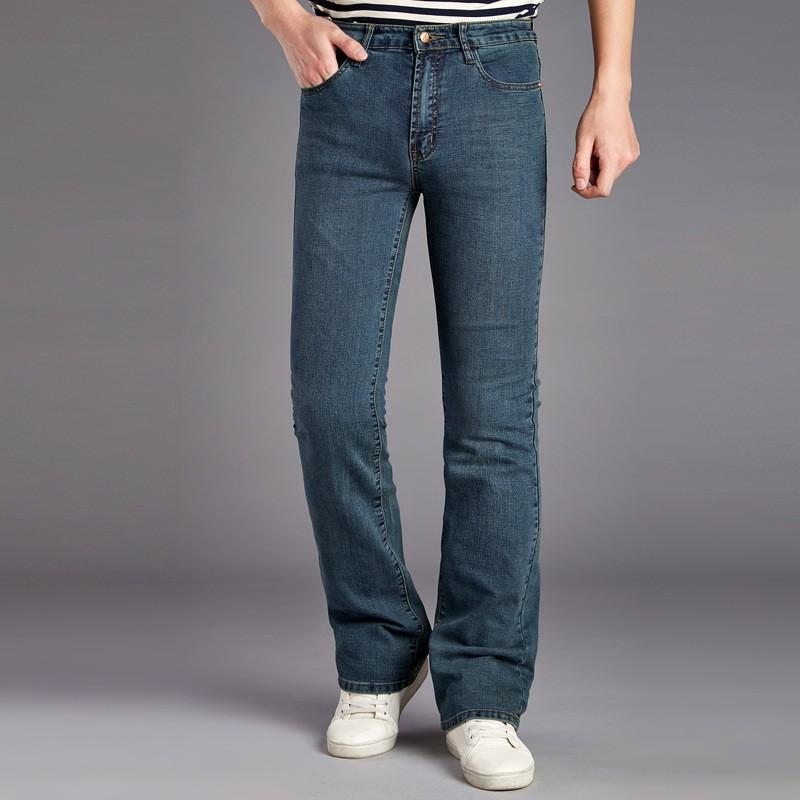 Изображение товара: Осенние мужские длинные джинсы, Облегающие расклешенные брюки, эластичные рабочие джинсовые брюки-карго, 55 дюймов, ковбойские брюки с внутренней юбкой
