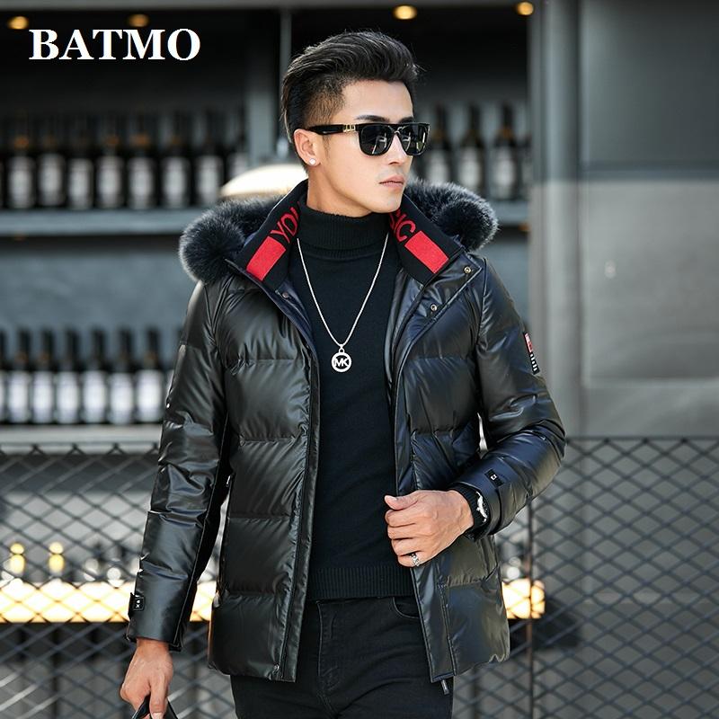 Изображение товара: Мужская куртка BATMO на 2021 пуху белой утки с капюшоном, с воротником из лисьего меха, теплая куртка больших размеров 90%, M-4XL
