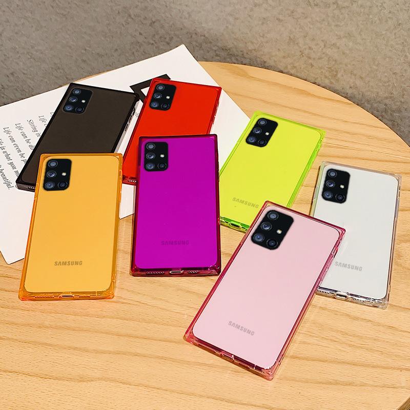 Изображение товара: 10 шт. квадратный флуоресцентный чехол для телефона Samsung S20 Ultra S9 S10 Plus S10E роскошный цветной мягкий чехол из ТПУ A20 A30S A50 51 A71