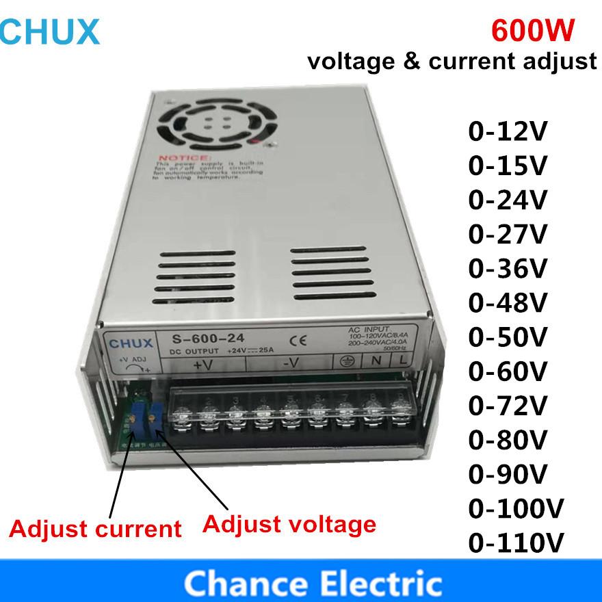 Изображение товара: 600W Adjustable Switching power supply  0-12v 15v 24v 27v 36v 48v 50v 60v 72vLED Switch Power supplies SMPS