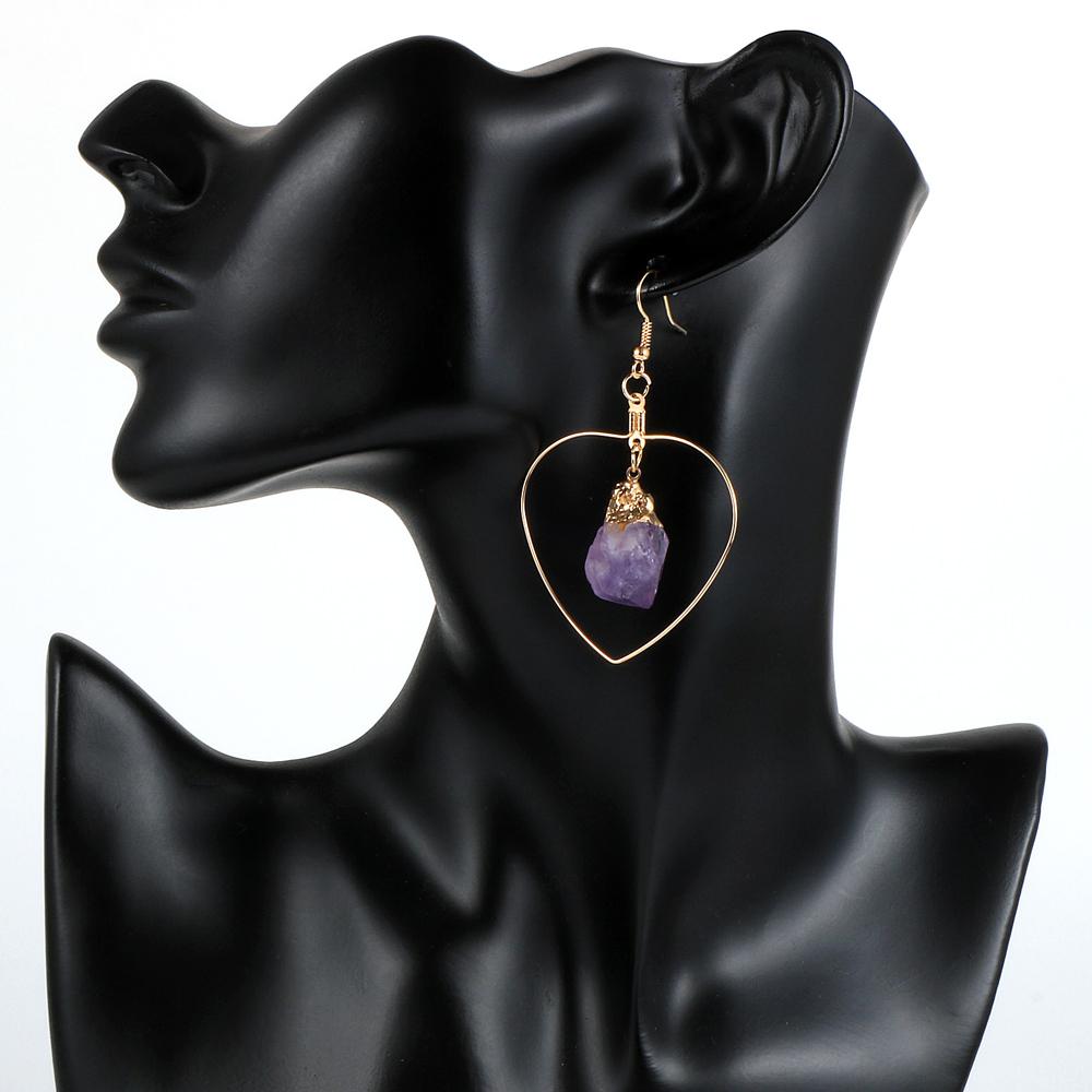 Изображение товара: Женские необычные серьги-подвески с кристаллами, серьги-кольца с большим сердцем, женские вечерние ювелирные изделия, серьга BOHO