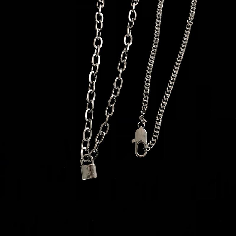Изображение товара: Модные ювелирные изделия цепочка ожерелье популярный стиль двухслойные металлические звенья с колье с подвеской часы для женщин ювелирные изделия подарки