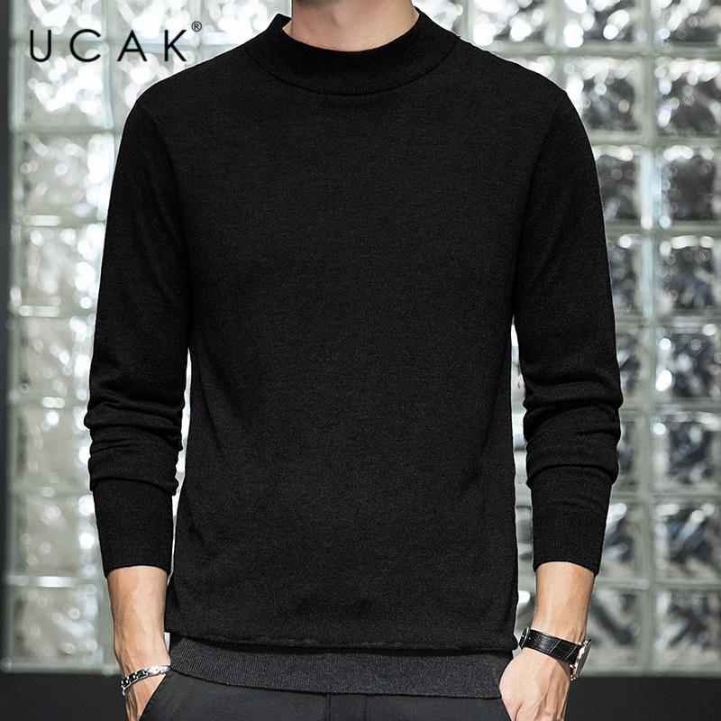Изображение товара: Мужской трикотажный свитер UCAK, однотонный, с круглым вырезом, уличная одежда, Повседневный пуловер с длинными рукавами, для осени, U1007