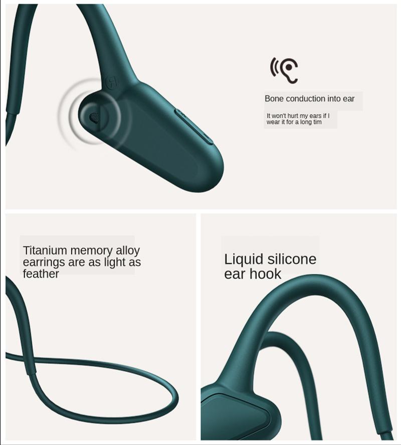 Изображение товара: Модные Bluetooth 5,0 наушники, проводящая кость гарнитура, стерео беспроводные портативные наушники, спортивные водонепроницаемые наушники для бега