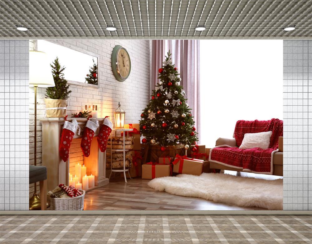 Изображение товара: Рождественский фон Lyavshi для фотосъемки в помещении с изображением носков рождественской елки камина реквизит для фотосъемки студийный фон