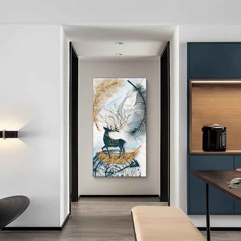 Изображение товара: Современное абстрактное животное олень Художественная Картина на холсте картина квадраты печать на стене для гостиной домашний Декор (без рамки)