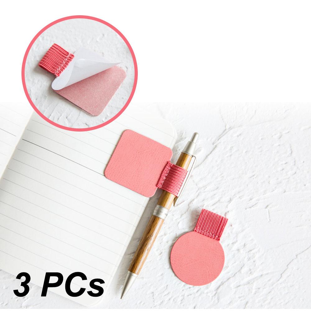 Изображение товара: 3 шт., зажим для ручки от бренда Climemo, держатель для ручки из искусственной кожи, самоклеющийся карандаш, эластичная петля для ноутбуков, журналов, клипбордов