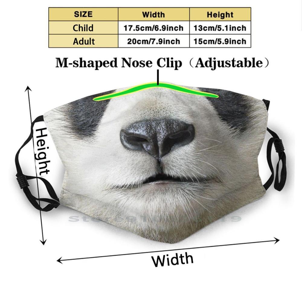 Изображение товара: Панда, милый портрет, лицо, рот, печать, многоразовый Pm2.5 фильтр, сделай сам, маска для рта, дети, панда, панда, мама, панда, папа, милый забавный Панда, медведь