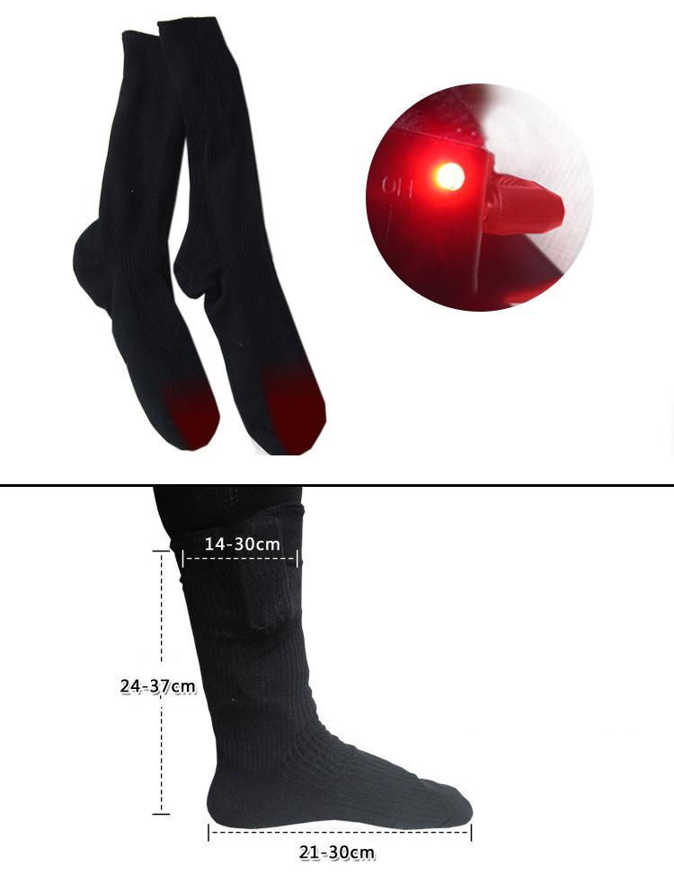 Изображение товара: Электрические носки с подогревом, Самонагревающиеся Носки с питанием от батареи для предотвращения холода, для взрослых мужчин, теплые носки для ног, для рыбалки и зимы