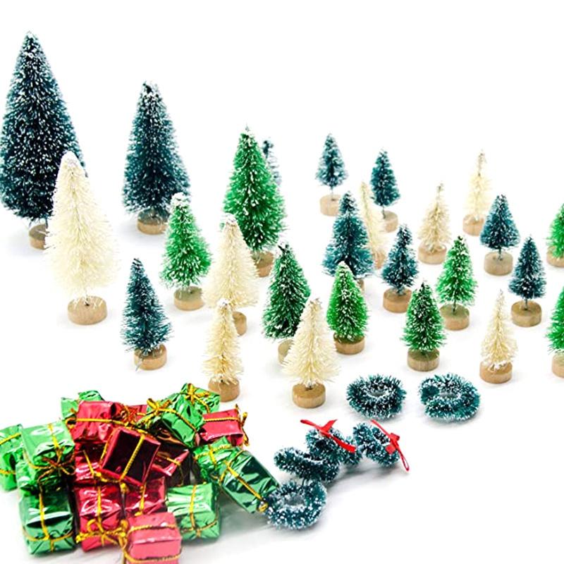 Изображение товара: Искусственные миниатюрные рождественские елки AT69 -56 шт., из рождественские мини-елки сизаля, матовые, ёлочки, ёлочки для рукоделия дома