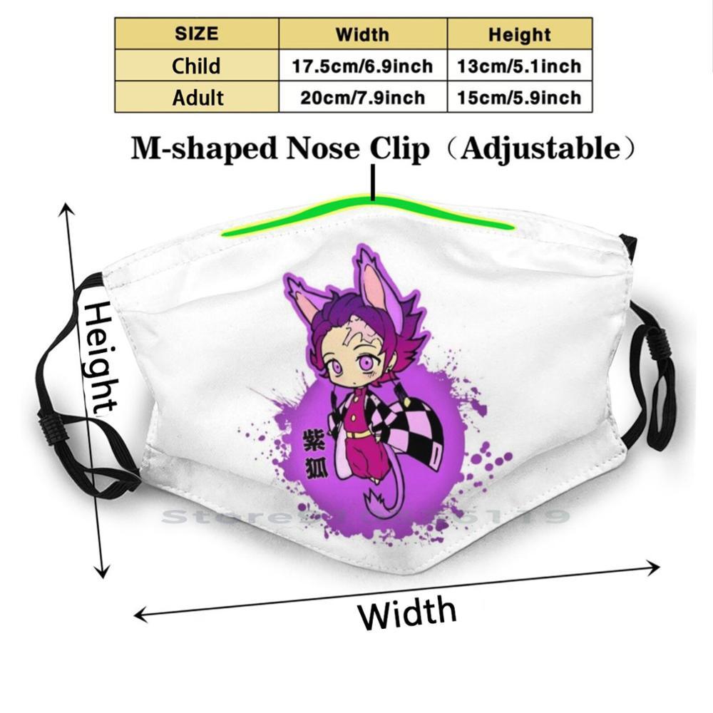 Изображение товара: Многоразовая маска для лица фиолетовая Chibi Kitsune с фильтрами для детей Kitsune Fox Аниме Манга японская фиолетовая Милая Chibi