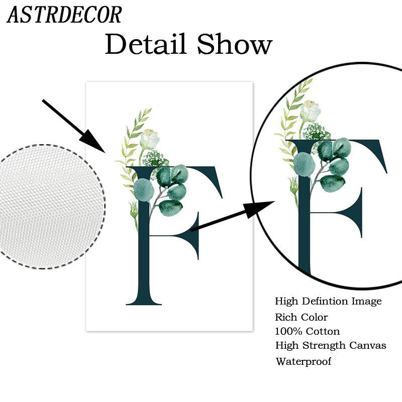 Изображение товара: Зеленые растения алфавит цитаты пейзаж настенная картина на холсте элегантные постеры и принты настенные картины для декора гостиной