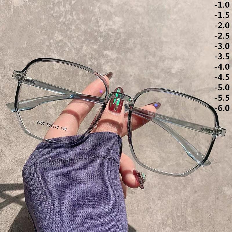 Изображение товара: Прозрачная оправа для очков женские Ретро оверсайз оптические очки женские модные очки неправильной близорукости от-1,0 до-6,0