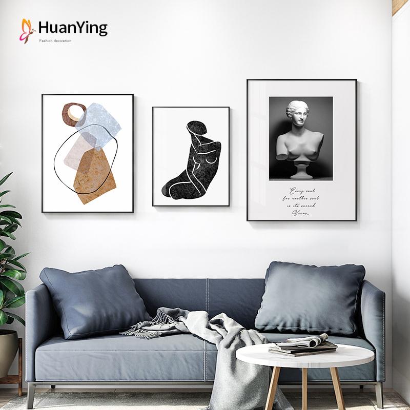 Изображение товара: Скандинавская Скульптура Живопись изображения абстрактная фигурка контур и Венера Настенная картина для гостиной спальни современный декор Homd