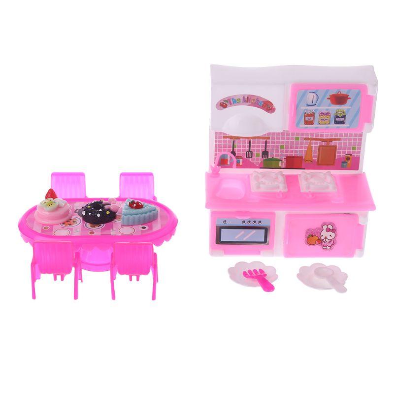 Изображение товара: 1 набор кукол для кухни, ролевые игрушки, детская пластиковая мебель, миниатюрная полностью кухонная утварь, мультяшная детская игрушка