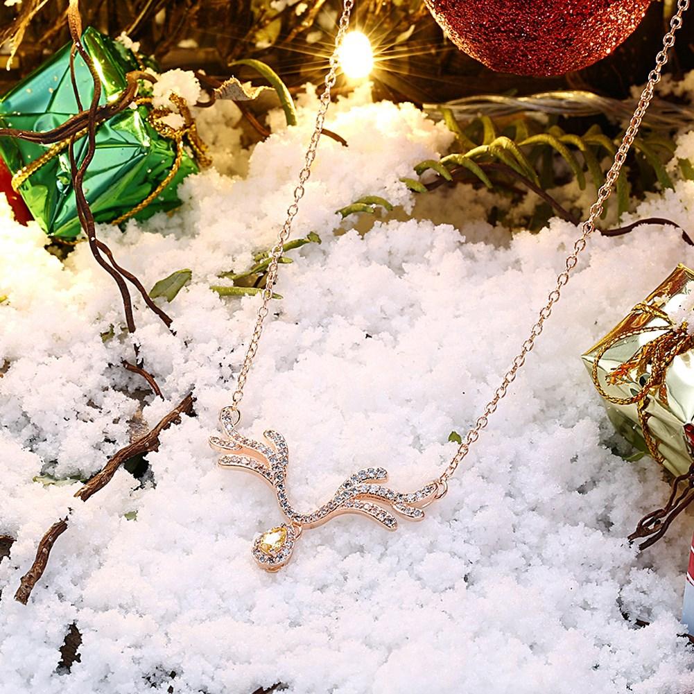 Изображение товара: Ina Reel Рождественская коллекция ожерелье из циркония в форме капли воды 18 дюймов два цвета (розовое золото платина) звеньевая цепочка.