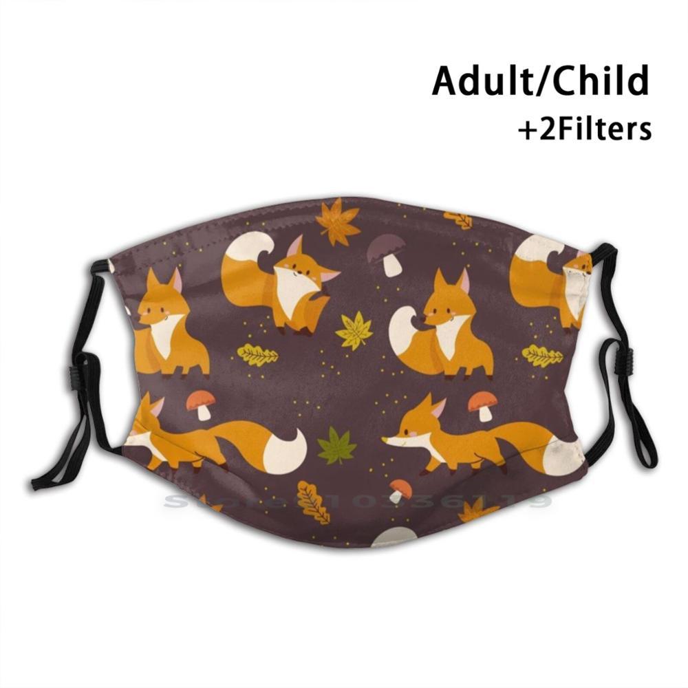 Изображение товара: Cute Fox Seamless Cute Print Reusable Mask Pm2.5 Filter Face Mask Kids Green Fox Texture Love Cute Face Green Cute Fox Texture