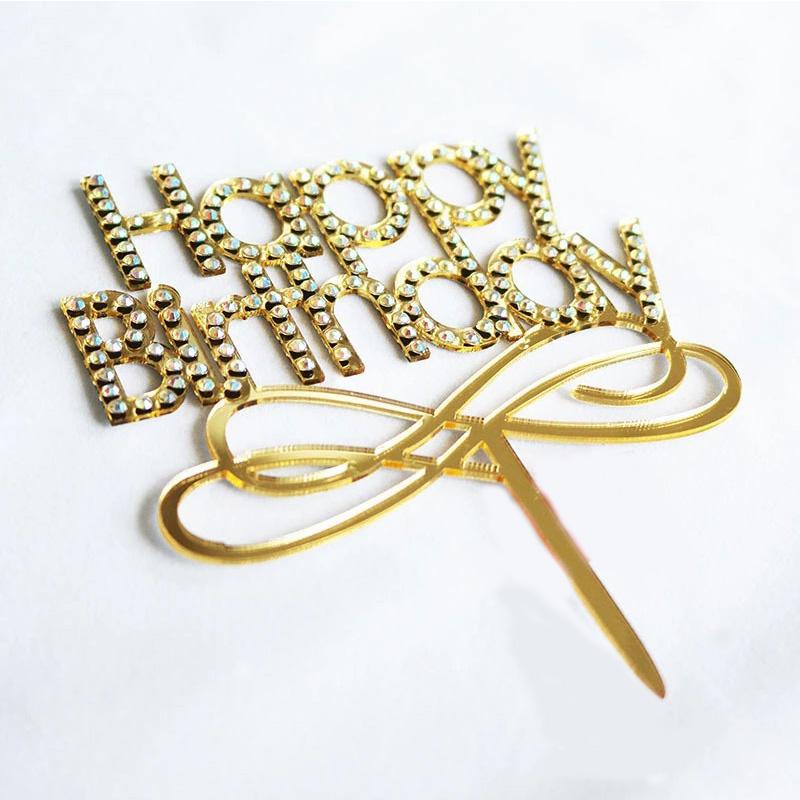 Изображение товара: Акриловый Топпер для торта с бриллиантами на день рождения, золотые топперы для кексов на день рождения для детей, торты на день рождения