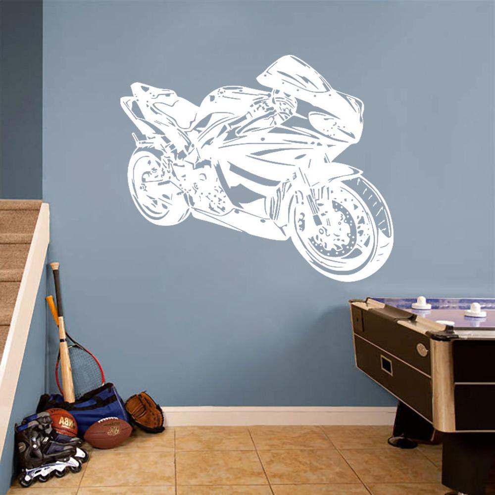 Изображение товара: Виниловые наклейки на стену с изображением мотоцикла для мальчиков, спальни, гостиной, украшения для мотоциклистов CX567