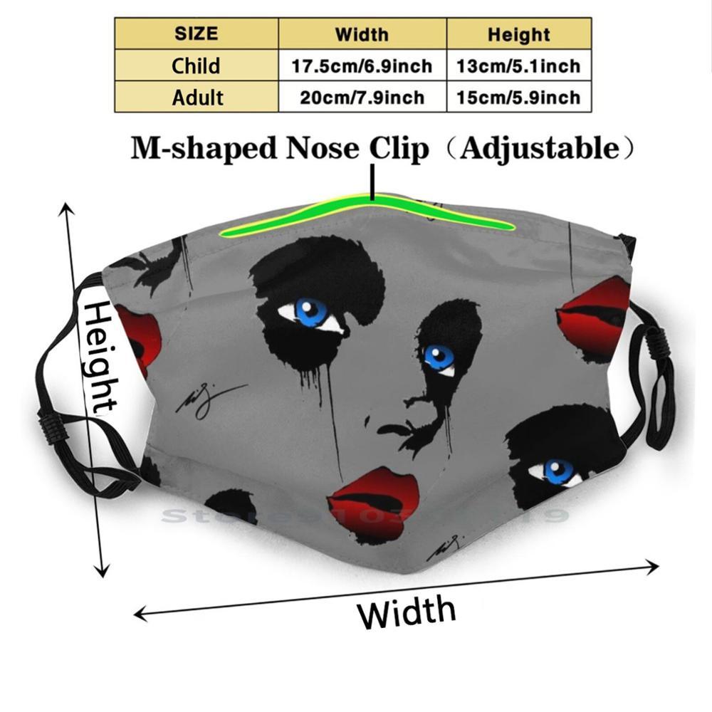Изображение товара: Новые синие глаза в виде красных губ дизайн анти-Пылевой фильтр смываемая маска для лица «красные губы» с голубыми глазами майка художника местного художника Хьюстон