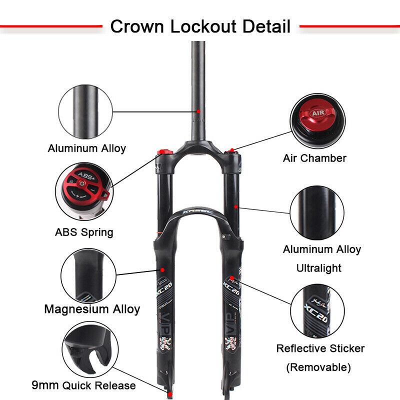 Изображение товара: KRSEC сверхлегкий MTB пневматическая подвеска вилка прямая трубка ручной замок жесткая Дисковая тормозная Толстая вилка для горного велосипеда 26/27.5/29er