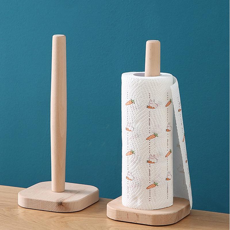 Изображение товара: Kichen Натуральный Деревянный бумажный держатель для полотенец столешница для столовой кухни деревянная стойка для салфеток твердый рулон бумажный держатель