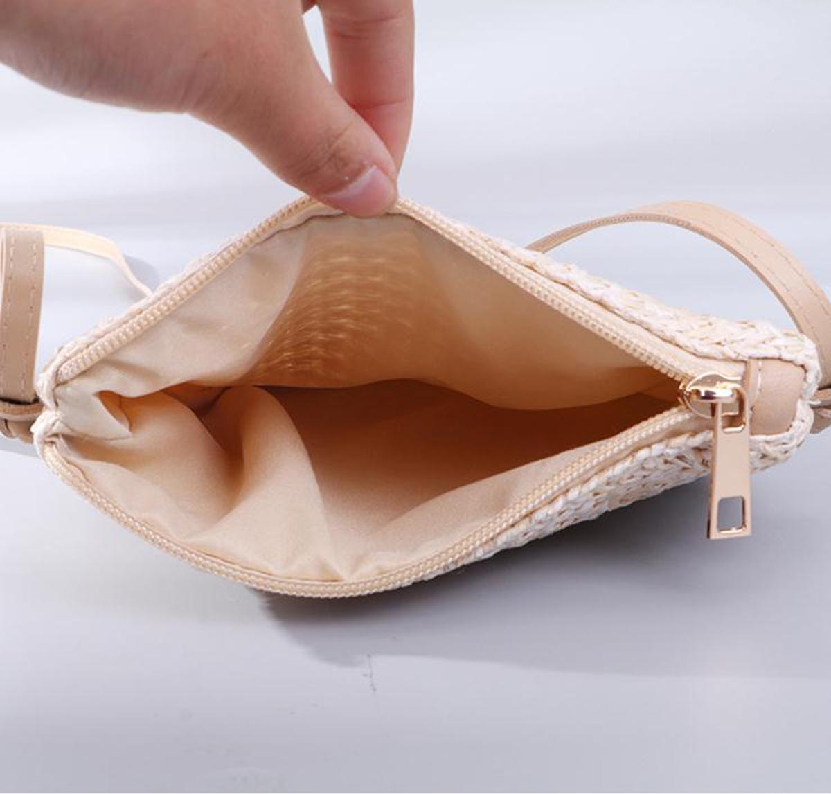 Изображение товара: Женская соломенная сумка, плетеная из ротанга, сумка-тоут, кросс-боди, маленькая квадратная сумка, Пляжная летняя сумка в стиле бохо