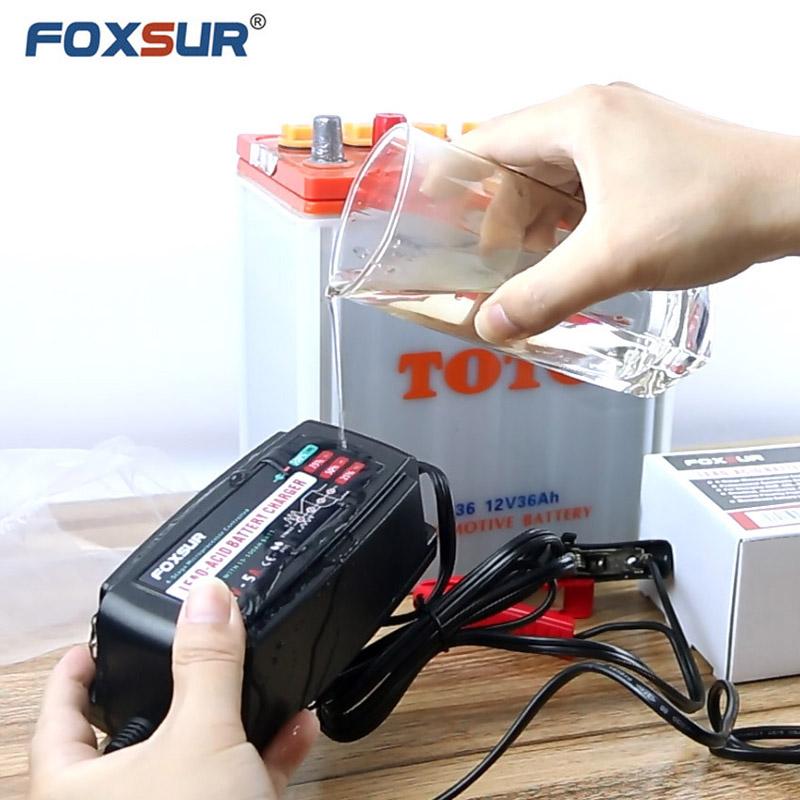 Изображение товара: Зарядное устройство FOXSUR для автомобильных аккумуляторов, 12 В, 5 А, автоматическое умное зарядное устройство для свинцово-кислотных аккумуляторов