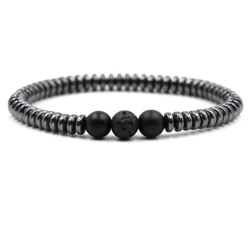 Изображение товара: Классический безмагнитный натуральный черный галлоновый камень, индивидуальный эластичный браслет с бусинами из веревки, модные ювелирные изделия, браслет для женщин, 2019