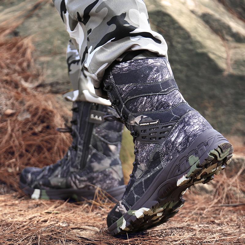 Изображение товара: Зимние серые камуфляжные водонепроницаемые ботинки, Мужская армейская тактическая обувь, замшевые военные ботинки с высоким вырезом, мужские ботинки