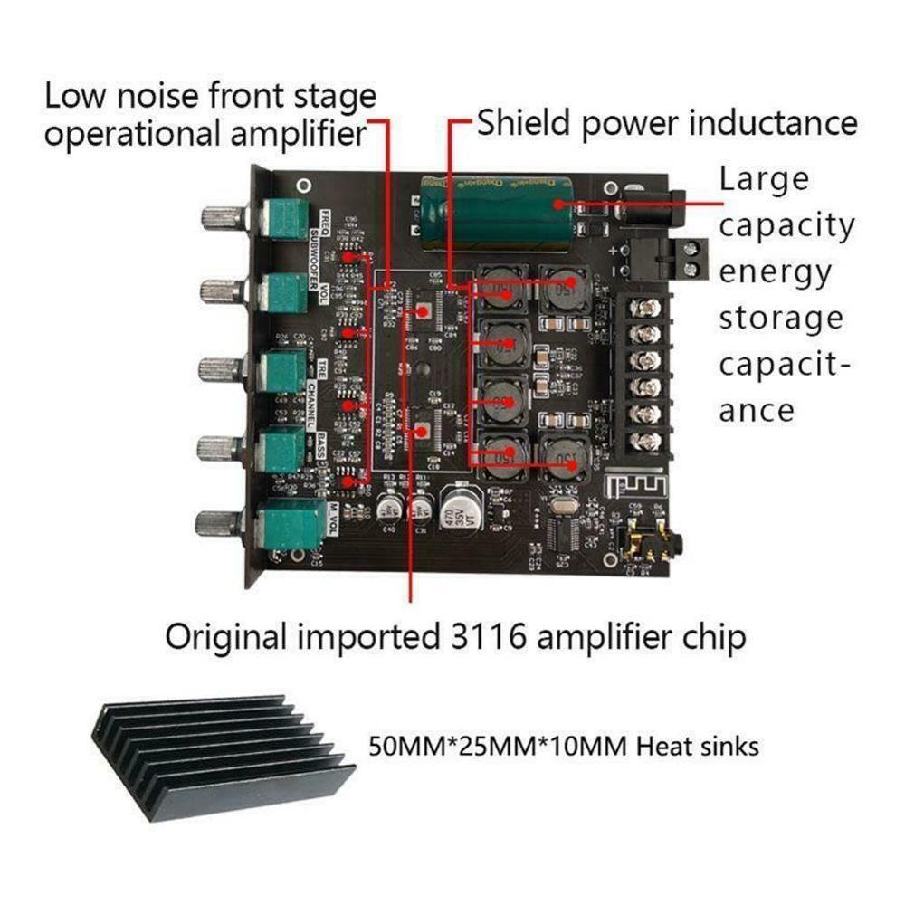 Изображение товара: ZK-TB21 TPA3116D2 Bluetooth-совместим с 5.0 модуль усилителя для сабвуфера Board AMP Channel 2,1
