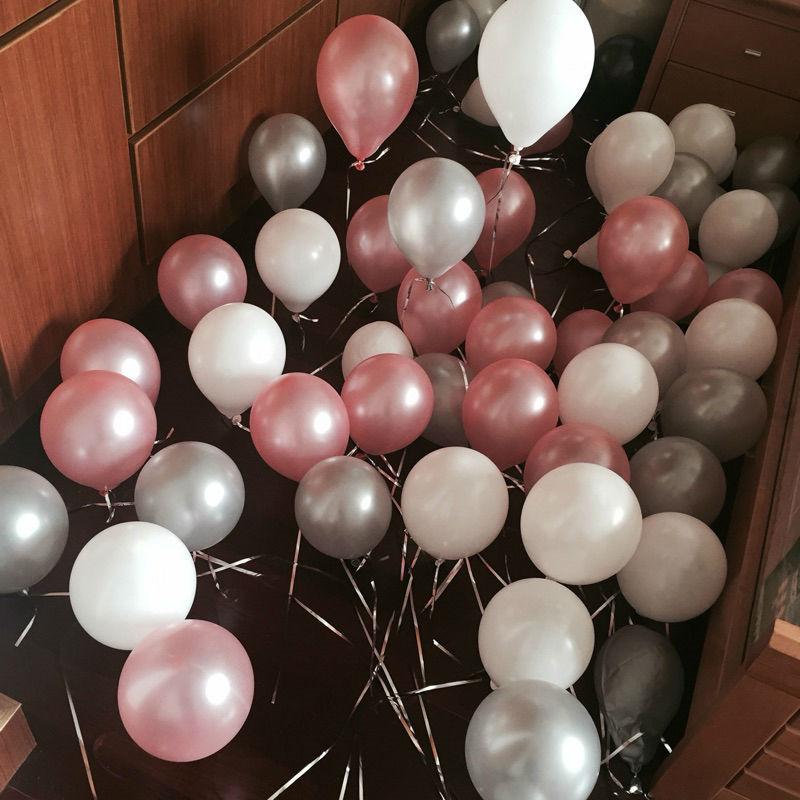 Изображение товара: 30pcs 3colors mixed birthday balloon 10inch latex balloon gold black white pink silver blue pearl birthday wedding party balloon