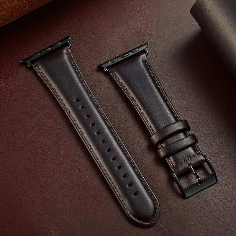 Изображение товара: Ремешок кожаный для Apple Watch 42 мм 38 мм 6 5 4 SE, вощеная кожа, 40 мм 44 мм, iwatch Series 3/2/1