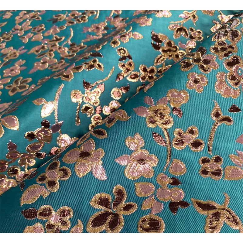 Изображение товара: CF992 Высококачественная жаккардовая ткань с металлическими цветами зеленого и синего цвета/ткань для женской одежды/домашний текстиль/материал для шитья своими руками