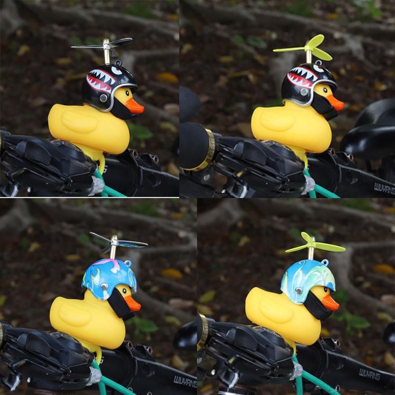 Изображение товара: Велосипед колокольчик утка головсветильник с вибрацией и подсветкой светильник-желтый пропеллер маленькая Желтая утка шлем бамбуковая Стрекоза Утка Форма Детские игрушки