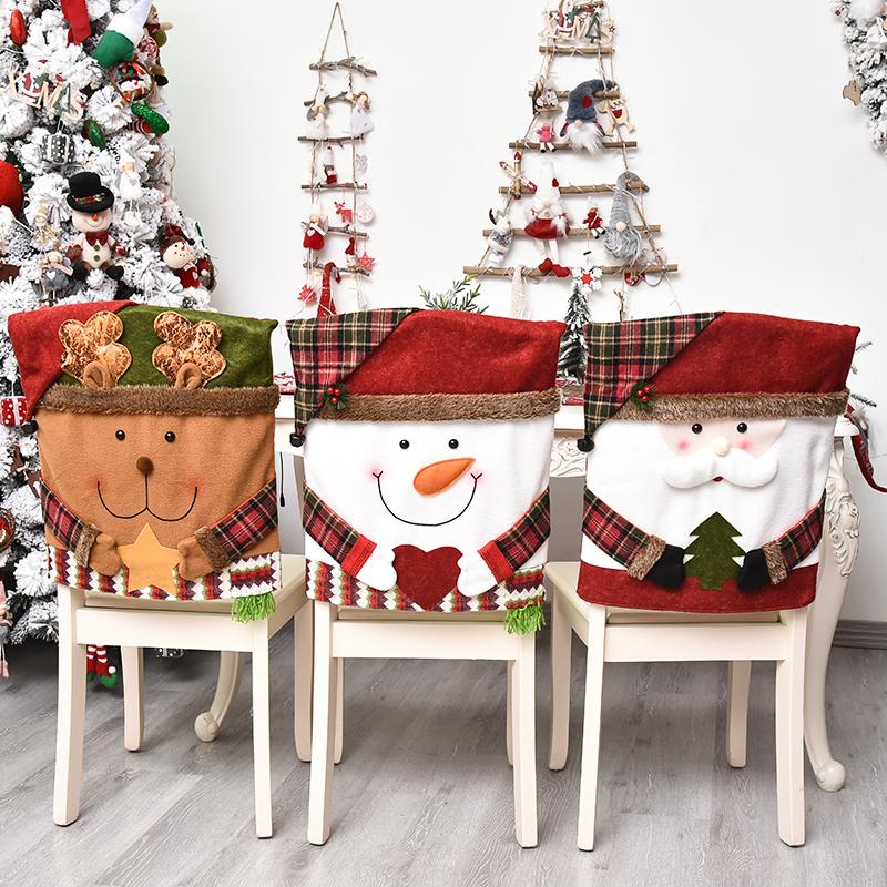 Изображение товара: Чехлы для обеденных стульев на Рождество, чехлы для обеденных стульев Forestman, съемные чехлы на спинки стульев для кухни и дома, Рождественское украшение Санта-Клаус