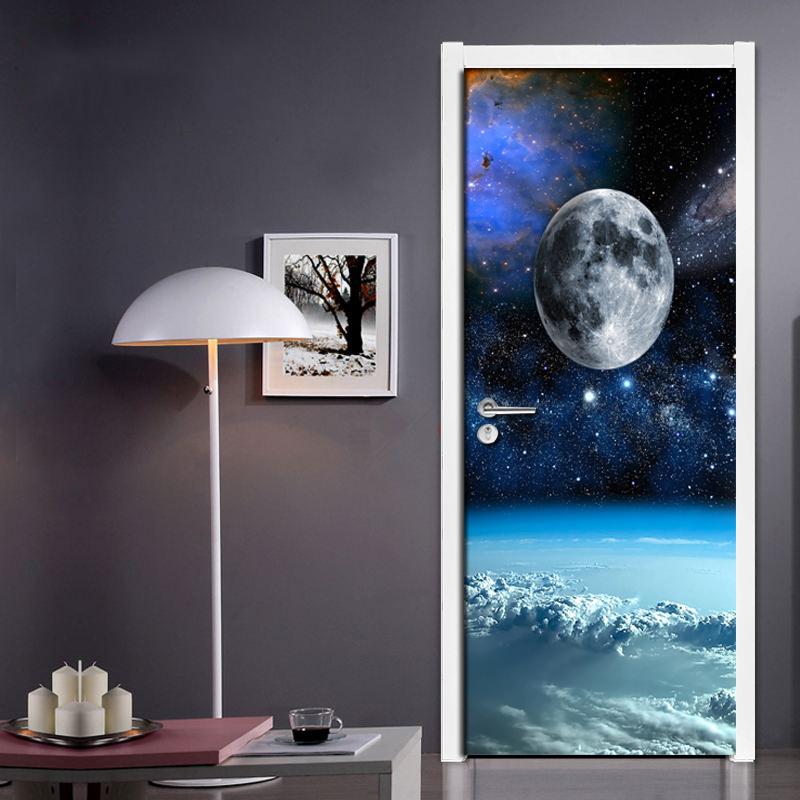 Изображение товара: ПВХ водостойкая самоклеящаяся дверная Наклейка 3D космическое звездное небо Фото Фреска обои для гостиной дверь наклейка домашняя настенная живопись