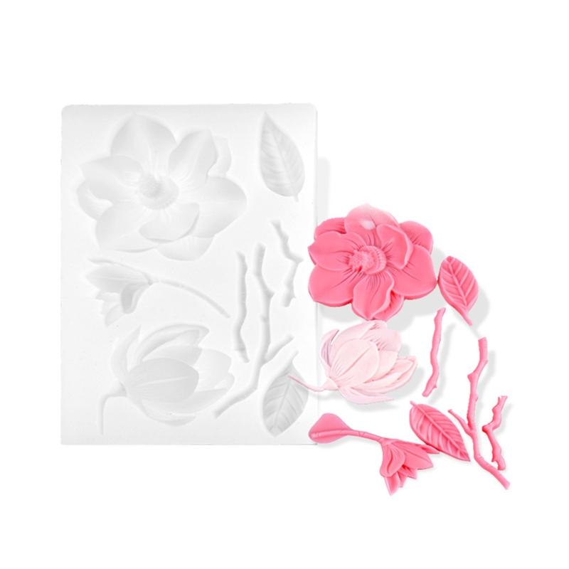 Изображение товара: Силиконовая форма ручной работы с УФ-смолой, большая форма в виде листьев розовых цветов и лилий, литье из эпоксидной смолы, инструмент для изготовления ювелирных изделий