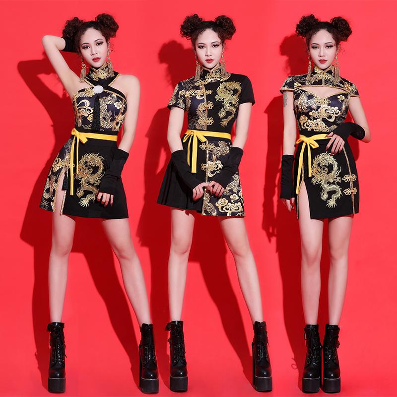 Изображение товара: Сценический костюм для женщин, танцор в китайском стиле джаза для девочек, одежда для групповых выступлений, праздничный наряд, одежда для ночного клуба, одежда для диджея