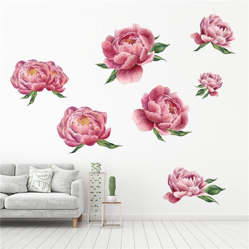 Изображение товара: 1 шт. большой розовый 3D пион, настенная наклейка, роза, цветок для гостиной, спальни, 40*200 см, настенная наклейка, художественная роспись, домашний декор, обои, подарок