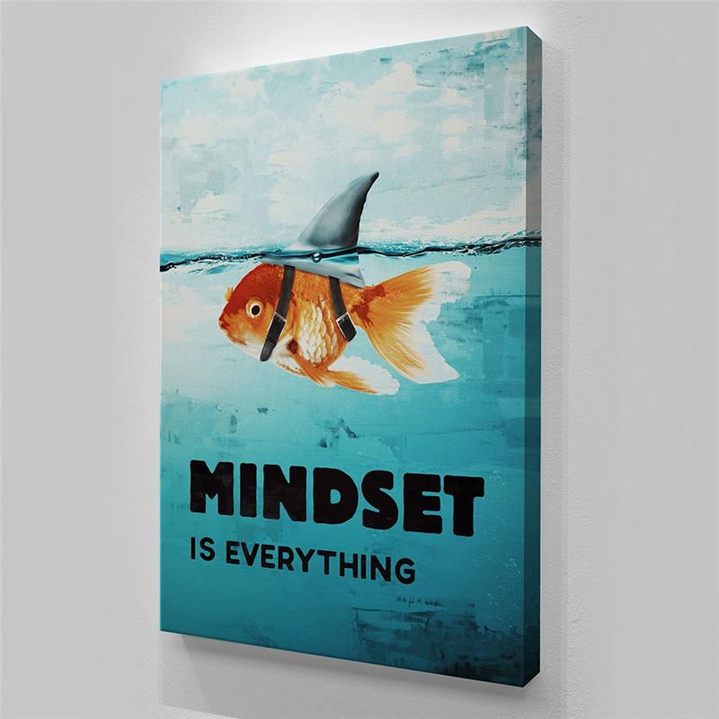 Изображение товара: Mindset Is All Shark скандинавский стиль мотивация постеры холст печать на стене рыбы стены Искусство для украшения дома