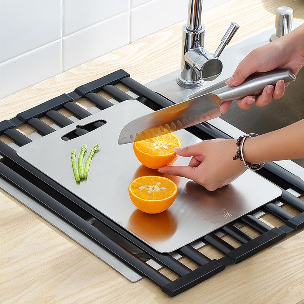Изображение товара: Складной органайзер, алюминиевая сушилка для раковины и посуды, термостойкий держатель для хранения на кухне