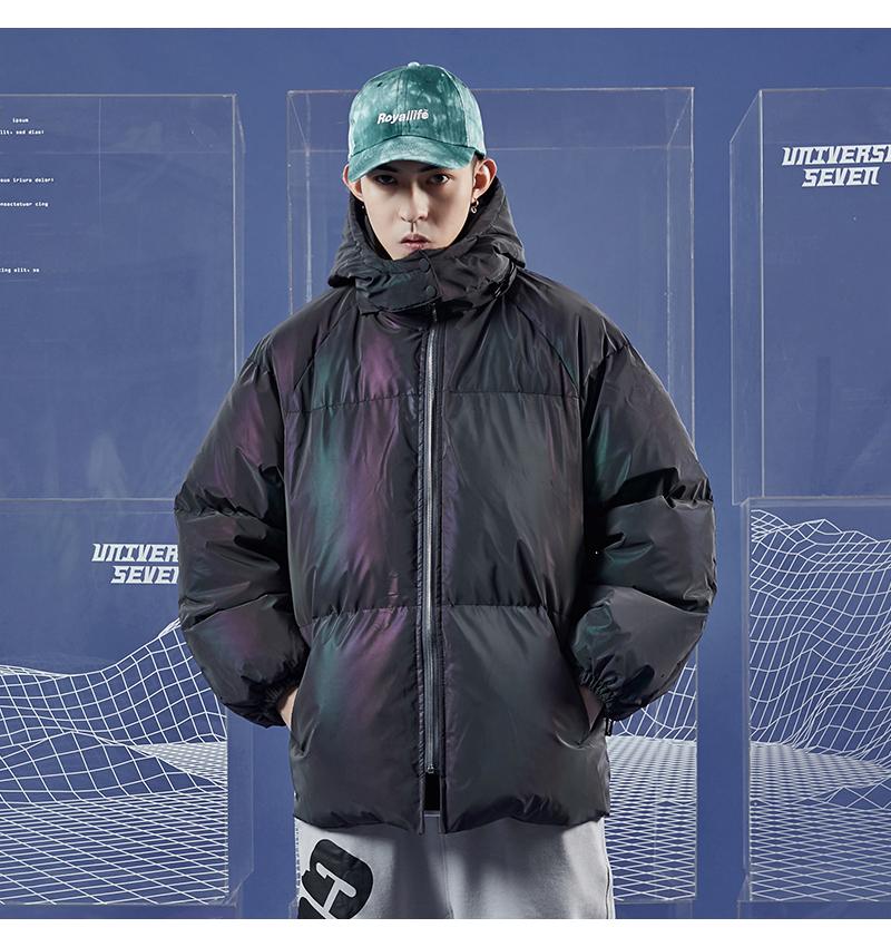 Изображение товара: Зимние накладки для мужчин, накладки с отражающими элементами в виде радужной головки, накладки для парки, хохта в стиле хип-хоп