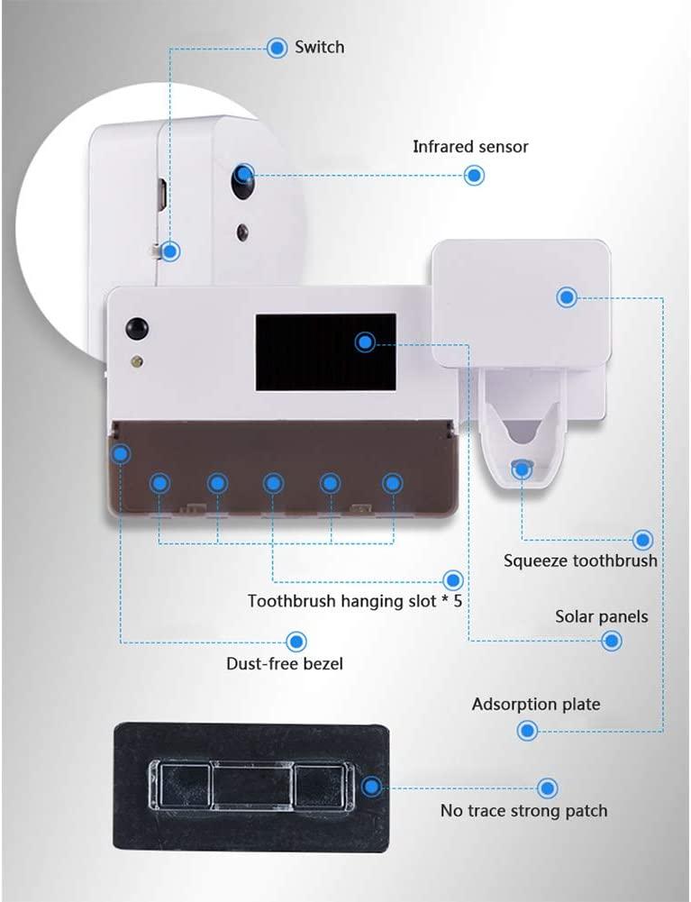 Изображение товара: Автоматический держатель для УФ зубной щетки, умный Антибактериальный стерилизатор зубной щетки на солнечной энергии, без сверления, настенный перезаряжаемый