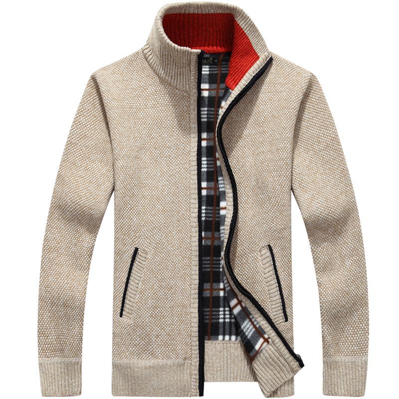 Изображение товара: Мужской кардиган на молнии, теплый повседневный трикотажный свитер, жакет, пальто, Осень-зима 2021, J012