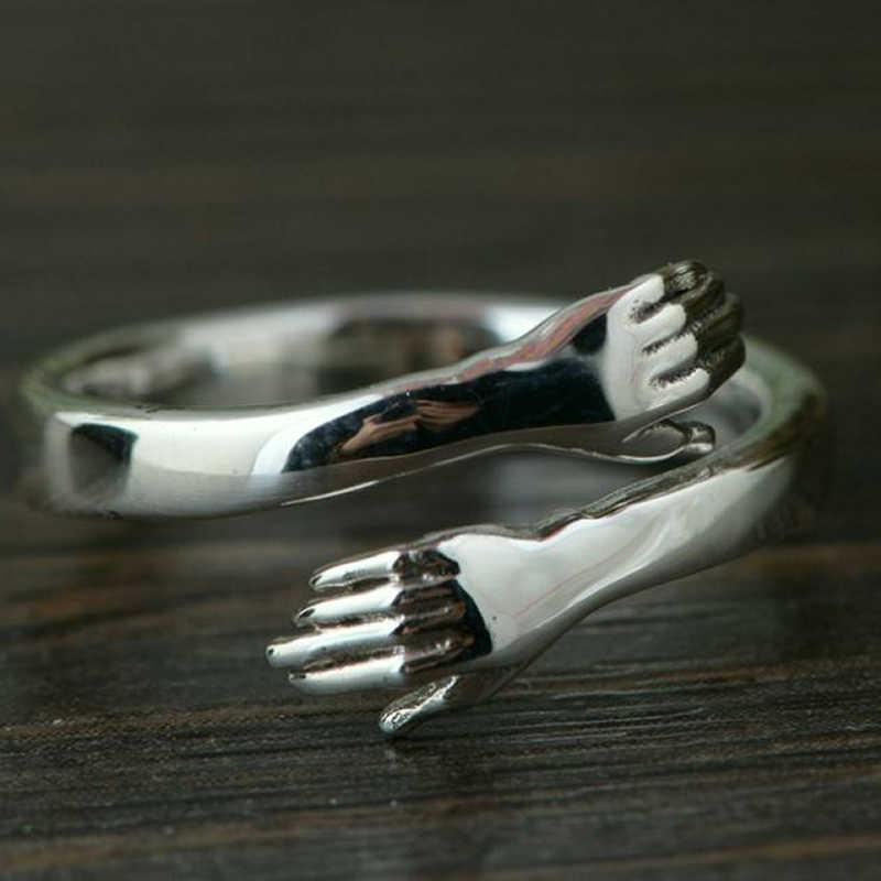 Изображение товара: Подчеркивающие индивидуальность массивные серебряные кольца для обнимания рук для женщин ювелирные изделия для помолвки открытые кольца на палец для девушек