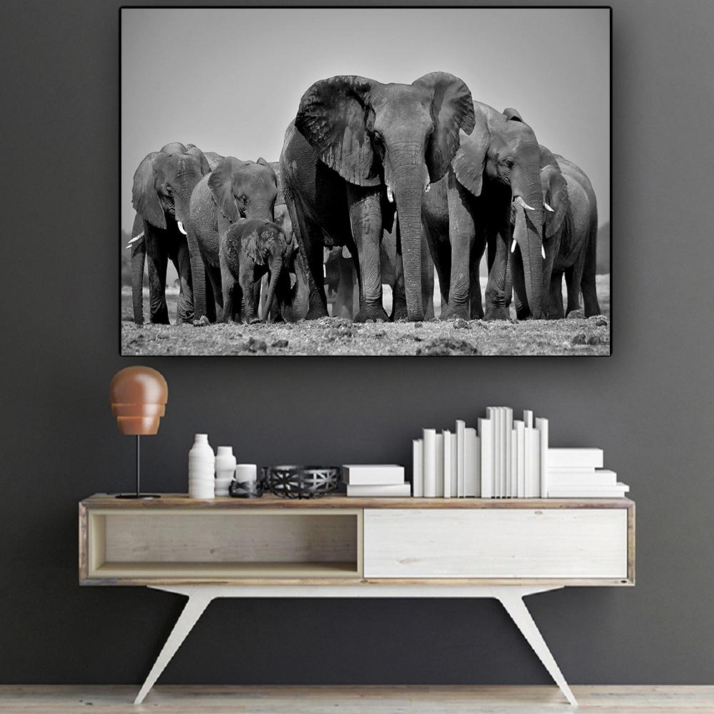 Изображение товара: Живопись на холсте, животные, настенное искусство, плакаты слона и принты, настенные картины для слона, животные, украшение для гостиной, домашний декор