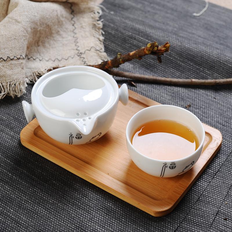 Изображение товара: Портативный дорожный чайный сервиз из белого фарфора Quick Гостевая чашка, один горшок, японский фарфор