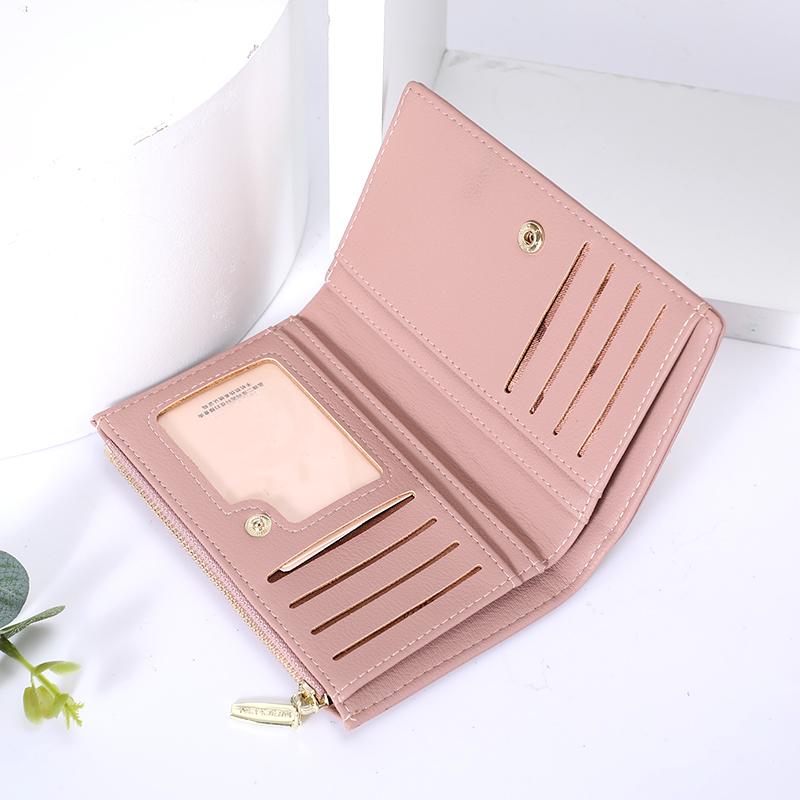 Изображение товара: Elegant Thin Pu Leather Women Wallet Short Brand Designer Lady Purse Casual Small Female Wallet With Coin Purse Pocket